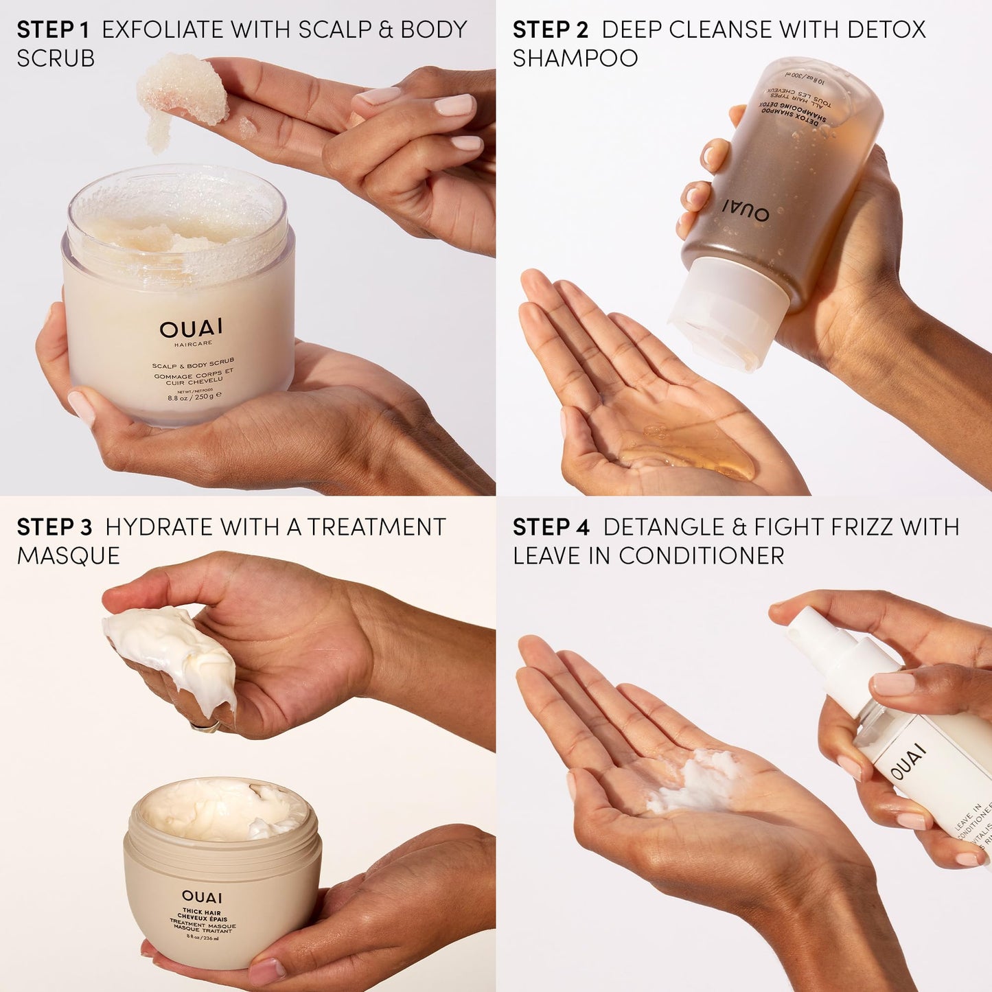OUAI Detox Shampoo - Clarifying Shampoo for Build Up, Dirt, Oil, Product and Hard Water - Apple Cider Vinegar & Keratin for Clean, Refreshed Hair - Sulfate-Free Hair Care (10 oz)