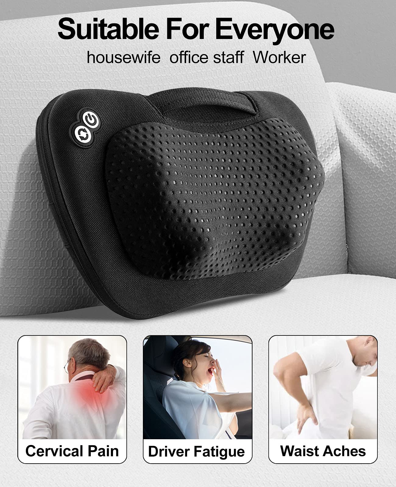 VIKTOR JURGEN Shiatsu Back Massager with Heat – Deep Tissue Massage for Neck, Shoulder, Leg, Upper & Lower Back Pain Relief, Electric Kneading 3D Massage Pillow Gifts for Men Women Dad, Mom, Christmas