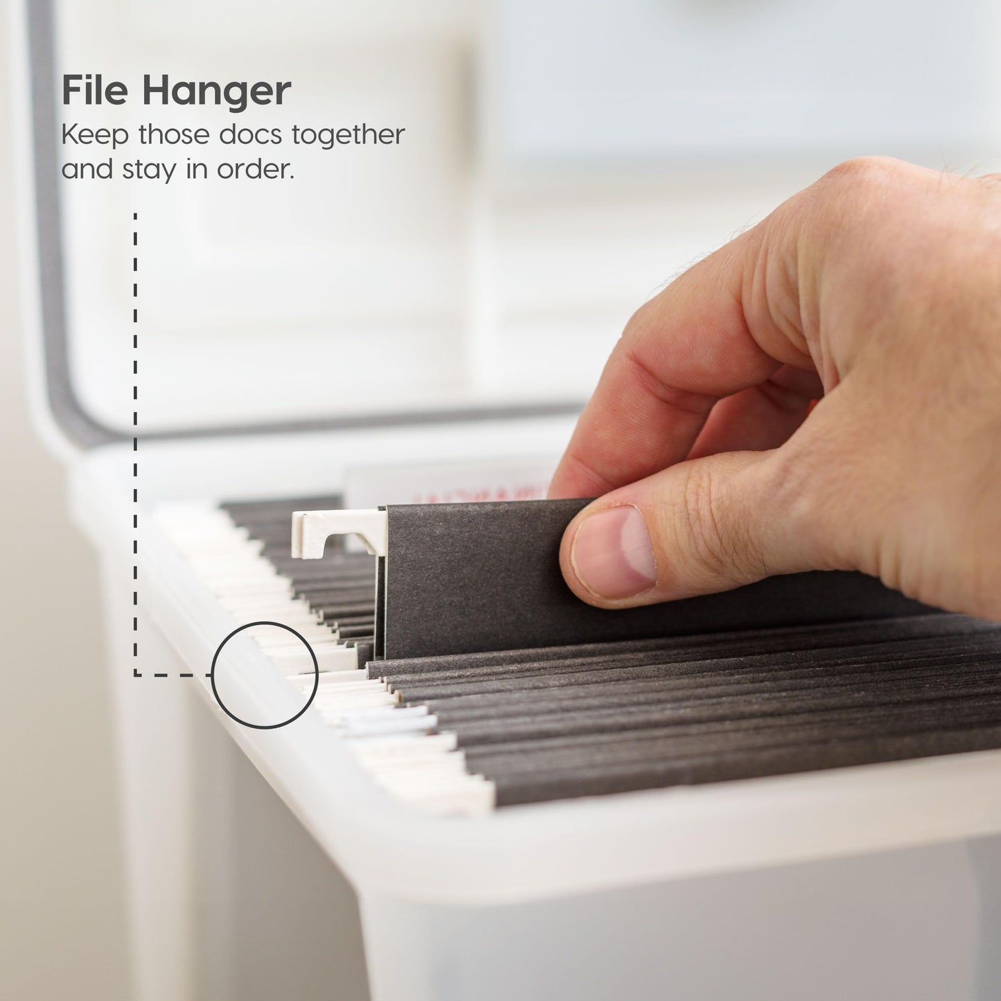 IRIS USA File Box with Lid File Organizer for Letter File w/ Organizer-Lid, Plastic Mobile Filing Organizer, Water Resistant Document Box, Portable File Box with Handle, Secure Buckle, Lockable, Black