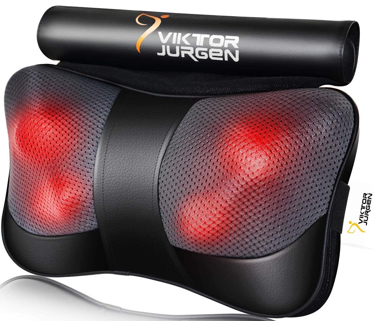 VIKTOR JURGEN Shiatsu Back Massager with Heat – Deep Tissue Massage for Neck, Shoulder, Leg, Upper & Lower Back Pain Relief, Electric Kneading 3D Massage Pillow Gifts for Men Women Dad, Mom, Christmas