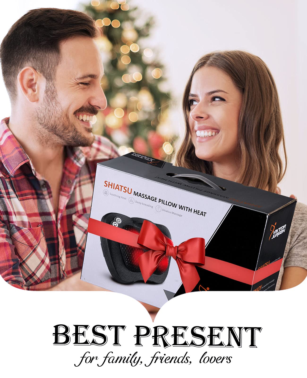 VIKTOR JURGEN Shiatsu Back Massager with Heat – Deep Tissue Massage for Neck, Shoulder, Leg, Upper & Lower Back Pain Relief, Electric Kneading 3D Massage Pillow Gifts for Men Women Dad, Mom, Christmas