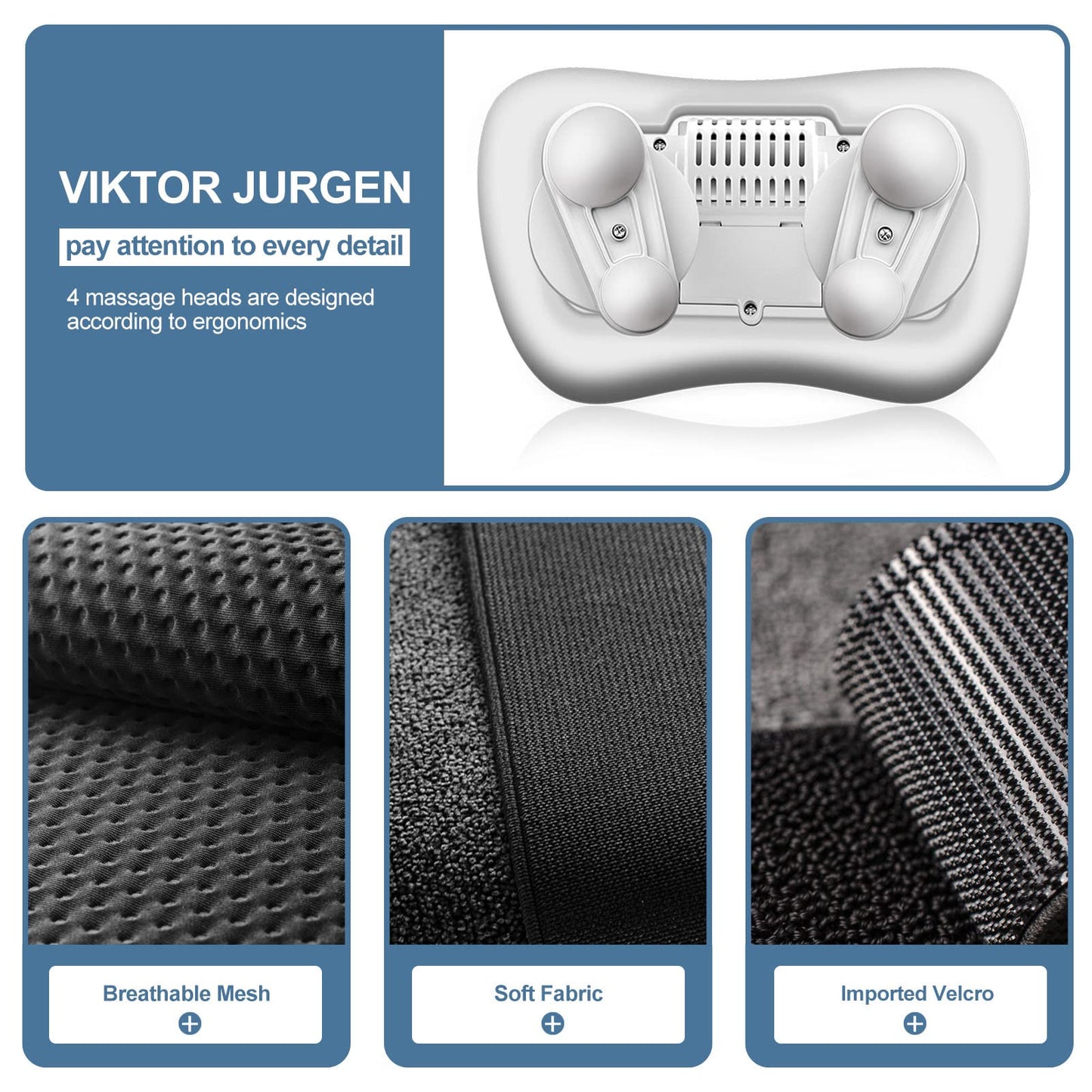 VIKTOR JURGEN Shiatsu Back Massager with Heat – Deep Tissue Massage for Neck, Shoulder, Leg, Upper & Lower Back Pain Relief, Electric Kneading 3D Massage Pillow Gifts for Men Women Dad, Mom, Christmas